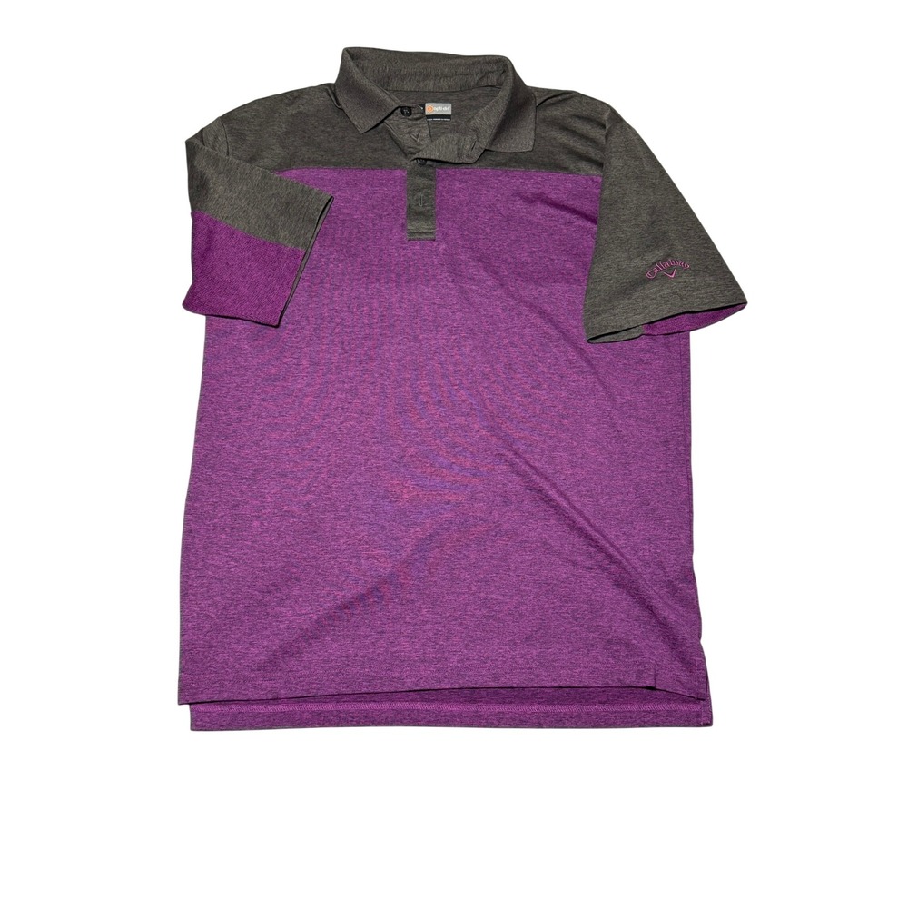 Callaway Opti-Dri Mens Medium Golf Polo Shirt Purple Grey Colorblock Performance